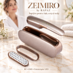Aparat facial cu radiofrecvență ZEIMIRO by Rapaz 3 în 1, EMS și fototerapie, auriu