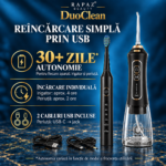 Set irigator și periuță electrică RPZ DuoClean, IPX7, 300 ml, negru - imagine 2