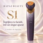 Aparat facial cu microcurenți Rapaz S1, 6 moduri, încălzire și răcire, mov-auriu