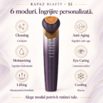 Aparat facial cu microcurenți Rapaz S1, 6 moduri, încălzire și răcire, mov-auriu - imagine 9