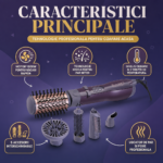 Perie rotativă cu aer cald Enzo Professional 5 în 1, 1500 W, mov - imagine 9