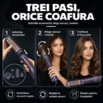 Perie rotativă cu aer cald Enzo Professional 5 în 1, 1500 W, mov - imagine 8