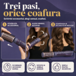 Perie rotativă cu aer cald Enzo Professional 5 în 1, 1500 W, mov - imagine 7