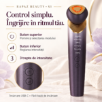 Aparat facial cu microcurenți Rapaz S1, 6 moduri, încălzire și răcire, mov-auriu - imagine 3
