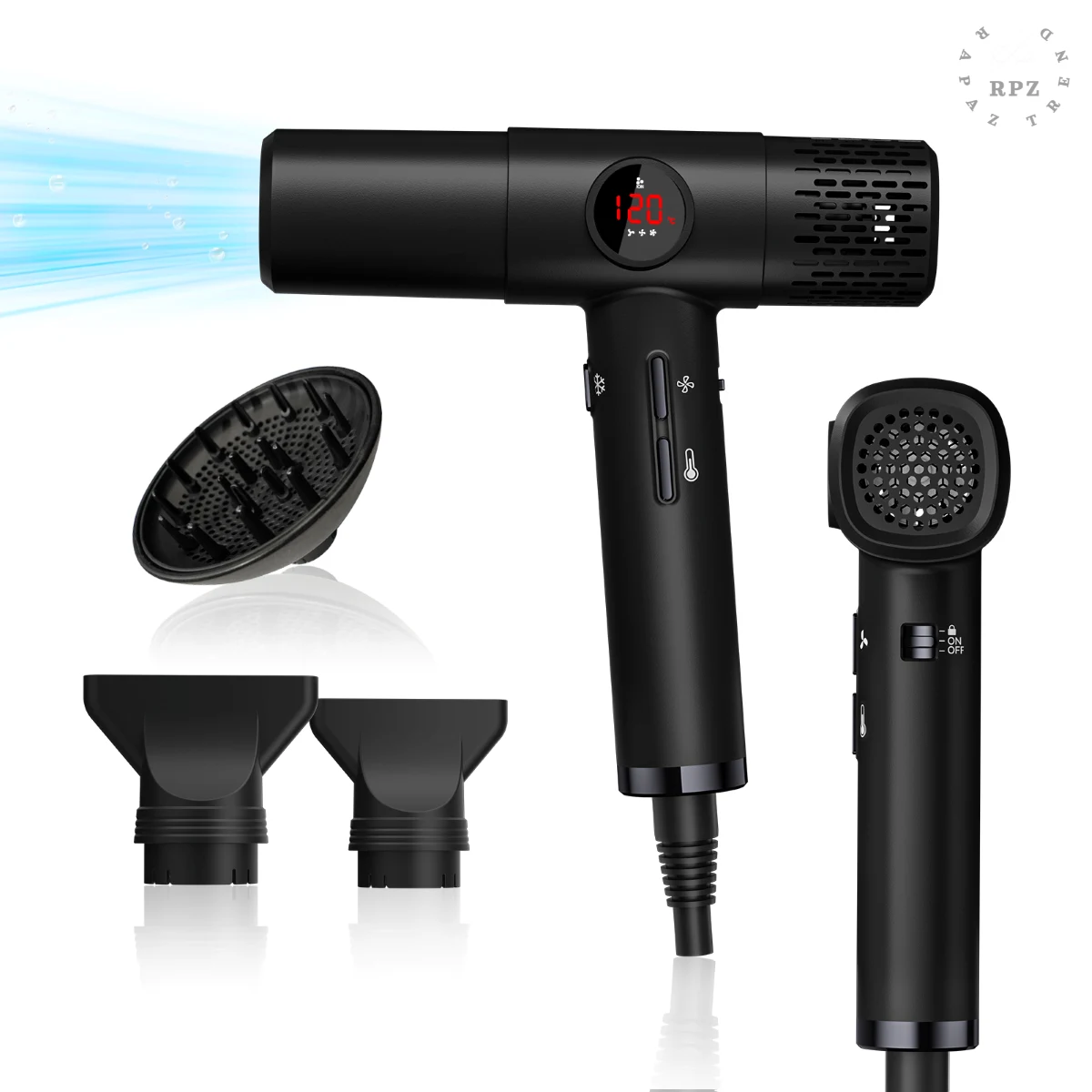 Uscator_par_AirFlow_-negru_jz1jgs Uscător de păr cu motor brushless RPZ AirPRO, 1800 W, 110.000 RPM, negru - imagine 1