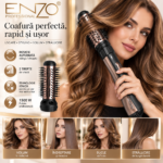 Perie rotativă cu aer cald ENZO Rapaz EN-745, 1500 W, 2 capete, negru-bronz - imagine 2