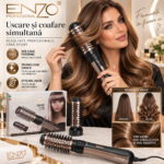 Perie rotativă cu aer cald ENZO Rapaz EN-745, 1500 W, 2 capete, negru-bronz - imagine 8