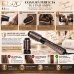 Perie rotativă cu aer cald ENZO Rapaz EN-745, 1500 W, 2 capete, negru-bronz - imagine 7