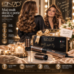 Perie rotativă cu aer cald ENZO Rapaz EN-745, 1500 W, 2 capete, negru-bronz - imagine 3