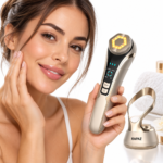 Aparat facial 6 în 1 RAPAZ MR-168, RF, EMS și fototerapie, auriu